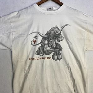 Vintage UT Longhorns Shirt Mens 2XL White Bull Graphic Print University of Texas